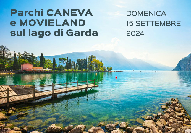 Foto del lago di Garda con la scritta 